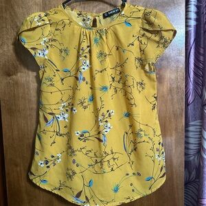 Shein Yellow Floral Top Blouse